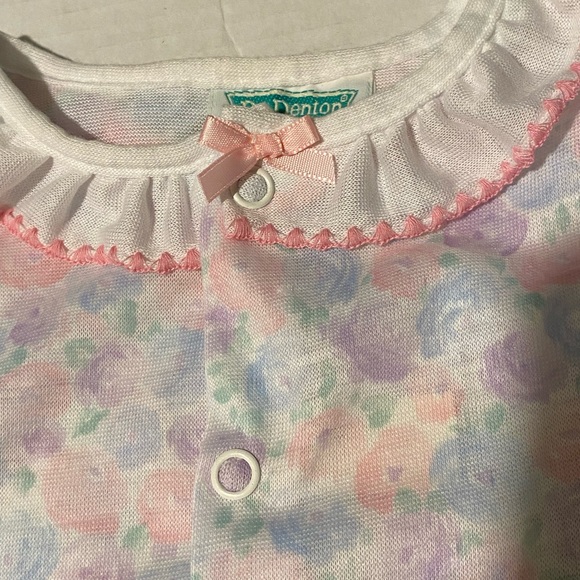 Dr. Denton VTG M(14-18)lbs baby girl floral footed snap pajamas sleepwear - Picture 3 of 6